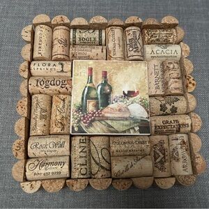 Wine Cork Trivet with Artistic Centerpiece #1003256